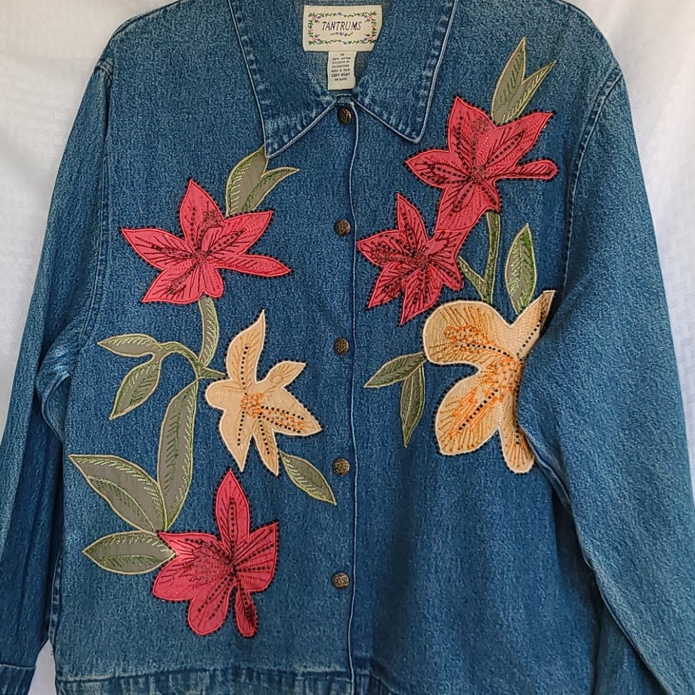 Tantrums Denim Jacket Embroidered Beaded Applique